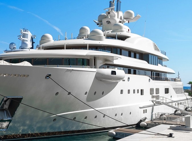 Superyacht moored in Antibes harbour on the French Riviera
