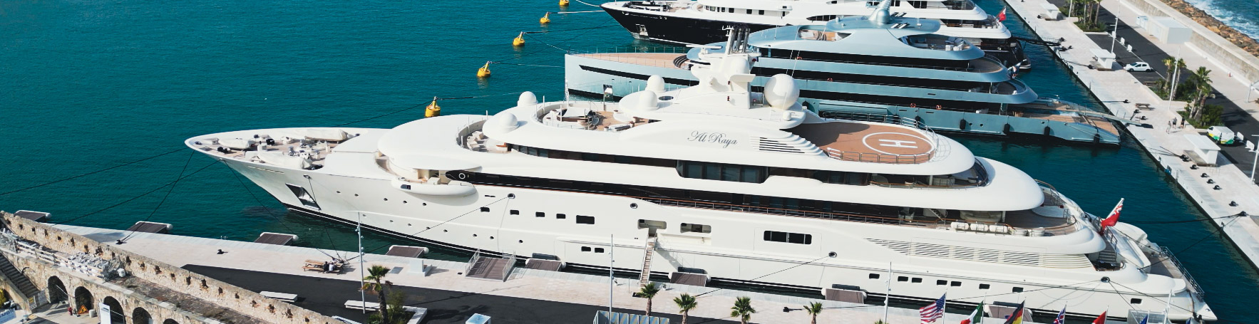Provisioning food and supplies delivered to a luxury yacht docked on the French Riviera